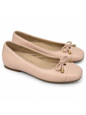 Vionic Klara Cameo Rose Leather Ballet Flats Womens 6 WIDE Arch Support Comfort